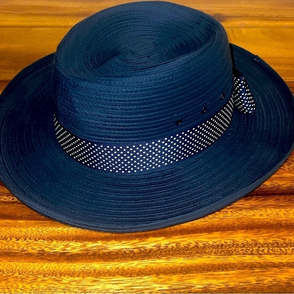 Vintage - Biltmore Woman’s Hat / Navy Blue / with Polkadot Bow - L/XL